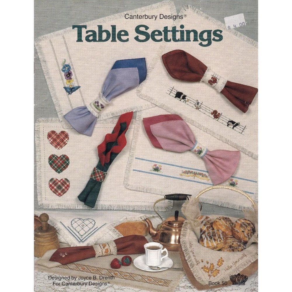 Vintage Cross Stitch Patterns, Table Settings by Joyce Drenth Book 50, Canterbur